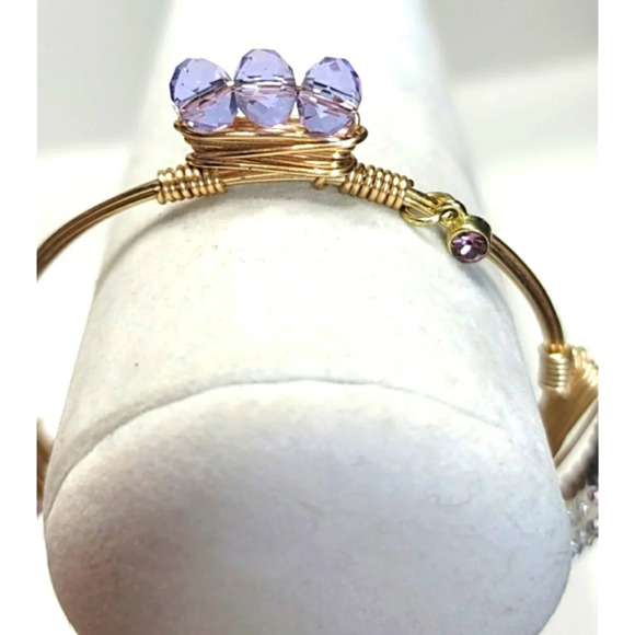 Purple Crystal Wire Wrapped Bangle - Picture 2 of 7